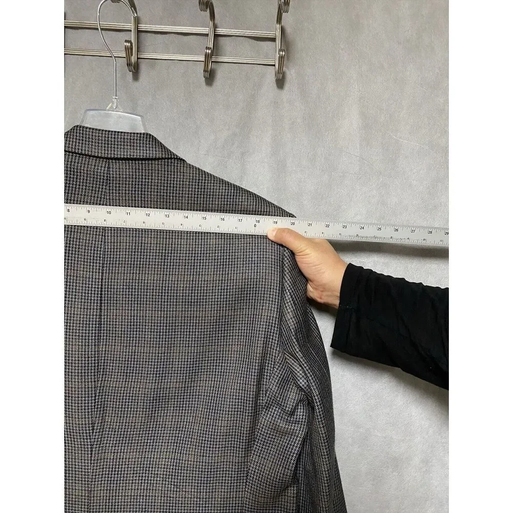 Chaps Blazer Men 46R Wool‎ Houndstooth Flannel Coat Jacket Ralph Lauren Luxury